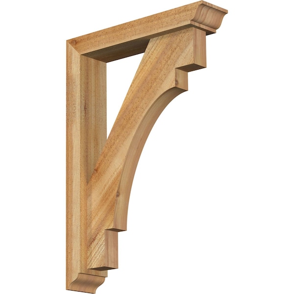 Ekena Millwork Merced Traditional Rough Sawn Bracket w/ Offset Brace, Western Red Cedar, 4"W x 18"D x 26"H BKT0402X18X26MRC01RWR - main